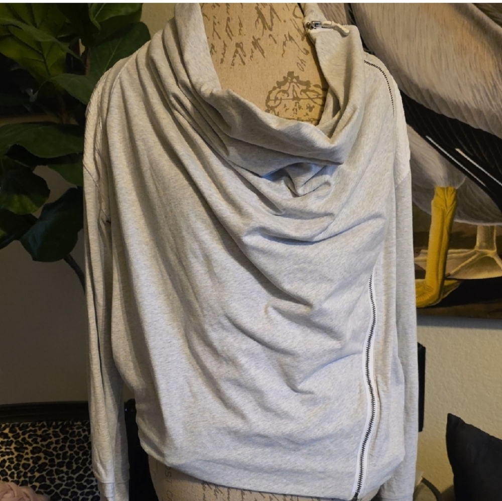 Lululemon Gray Draped Zip-Up Sweater
